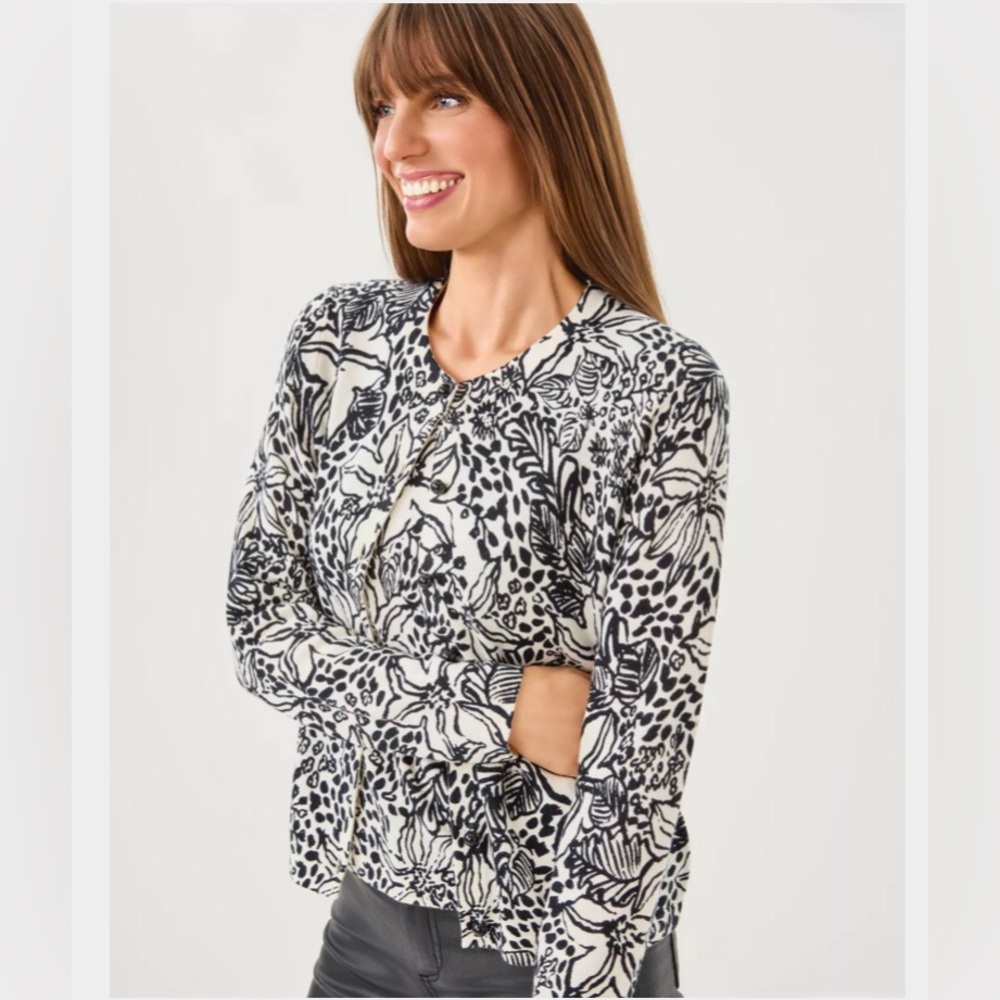 NWT Lilly Pulitzer Fairley Cardigan in Onyx  Lots to Spot Cardigan Size L